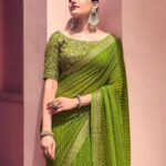 Georgette Bandhani Saree with Banarasi Border